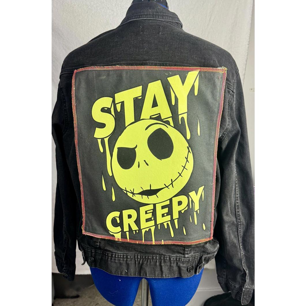 Two Face Threads Changeable Patch Denim Grunge Festival Punk Jacket George S